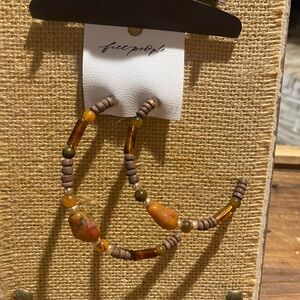Amber and Brown Beaded Earrings